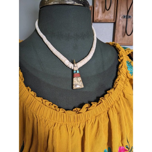 Vintage Jewelry - Vintage Sterling Inlay Stone Necklace